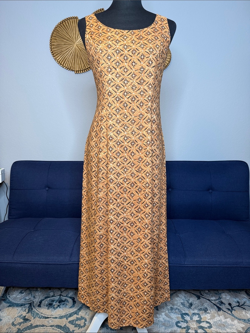 Vintage E.D. Michaels Diamond Floral Criss-cross Waist Cinching Maxi Dress 4